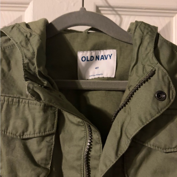 Old Navy Kids Olive Utility Hooded Jacket - Picture 3 of 3